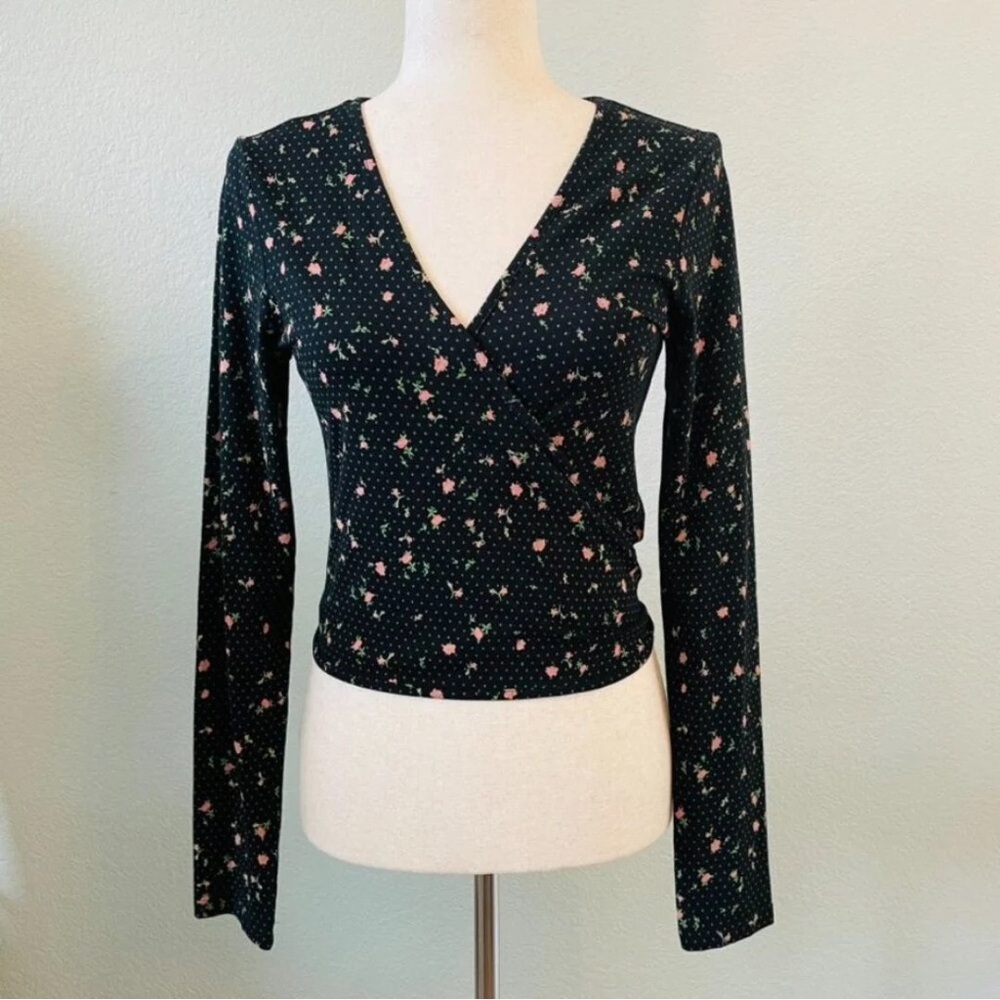 Sunday Best Black and Pink Floral Crop Top